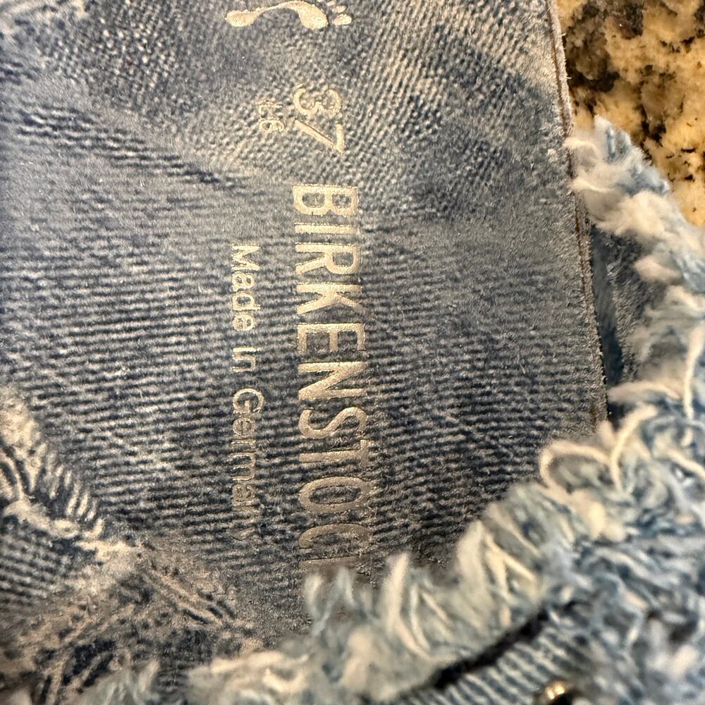 Rare Vintage Birkenstock x Heidi Klum Denim Crystal Slides Sandals Size 37 NWOB